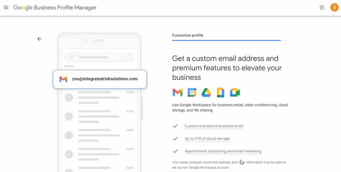 Screenshot showing a page highglighting Google Workspaces