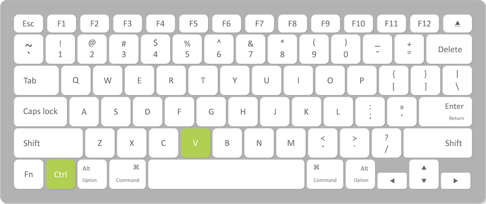 Image showing which keys to press on a keyboard to paste the copied Google reviews URL