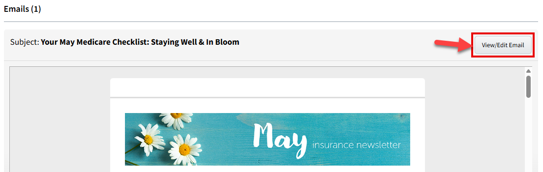 Screenshot highlighting the View/Edit Email button