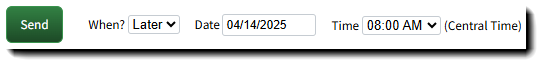 Screenshot showing the Send Later campaign scheduling option
