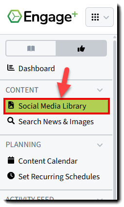 Screenshot showing how to navigate to the Social Media Library