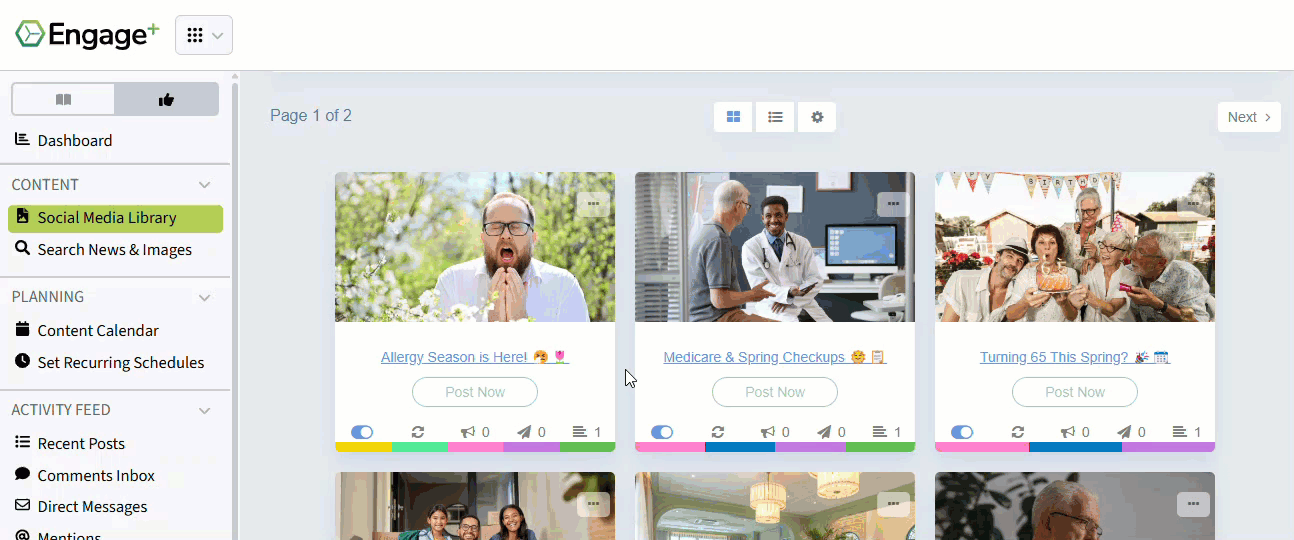 Animated image showing a piece of saved content