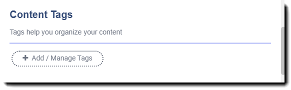 Screenshot showing how to add tags to the new content piece