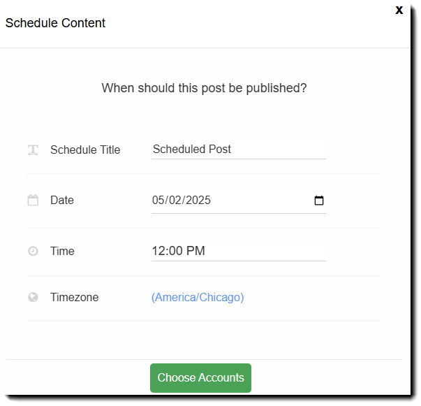 Screenshot showing the saved content's scheduling settings