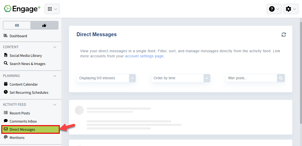 Screenshot showing how to navigate to Direct Messages