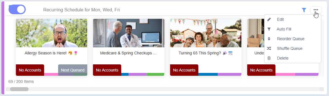 Screenshot showing a recurring schedule's settings menu