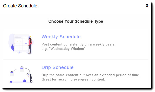 Screenshot showing how to choose the recurring schedule's type