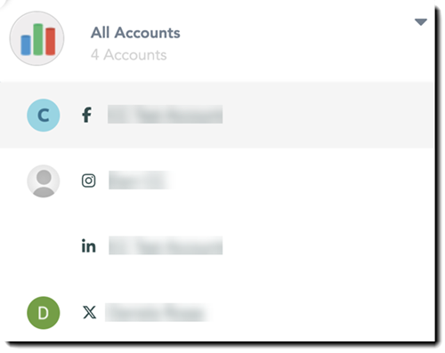 Screenshow showing how to filter by social account