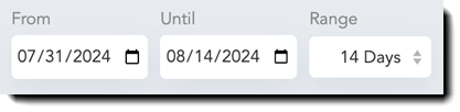 Screenshot showing how to filter by a date range