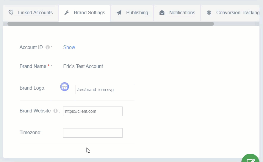 Animated image showing how to enter and select a timezone in social media settings