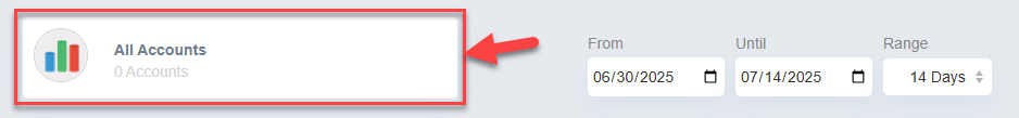 Screenshot showing how to choose a social media account for viewing content tag insights