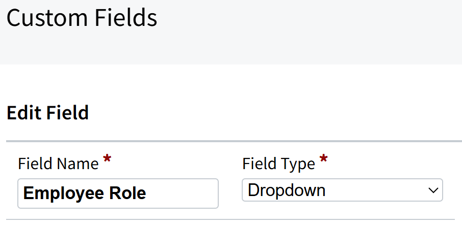 Screenshot showing the dropdown field type custom field type for Individual Records